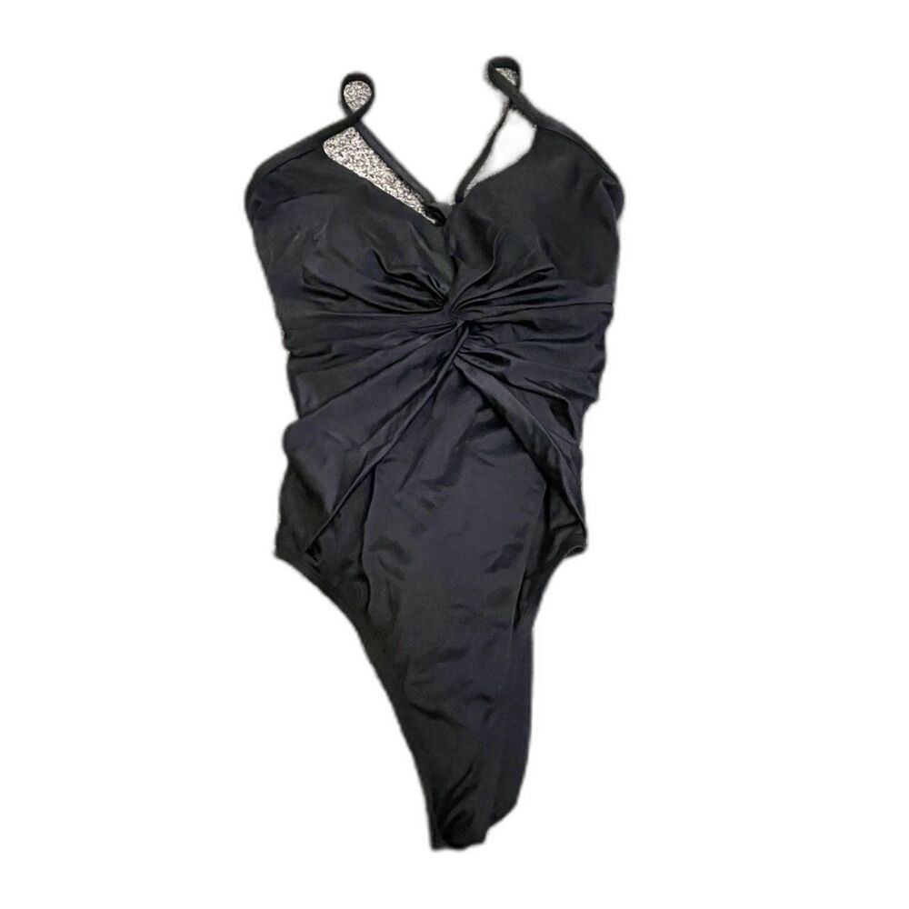Time and Tru Black One Piece Scrunch Swim Suit 2X